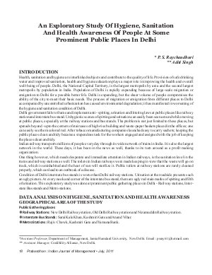 PIJM-July11-Article4-An Exploratory Study of Hygiene,Sanitation And Health Awareness Of People At Some Prominent Public Places in Delhi
