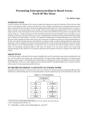 PIJM-July11-Article6-Promoting Entrepreneurship In Rural Areas : Need Of The Hour