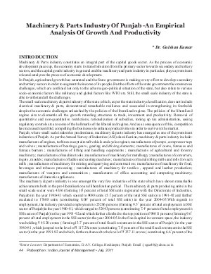 PIJM-July11-Article8-Machinery & Parts Industry Of Punjab - An Empirical Analysis Of Growth And Productivity