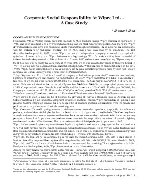 PIJM-Aug11-Article1-Corporate Social Responsibility At Wipro Ltd.- A Case Study