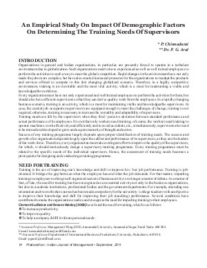 PIJM-Sep11-Article2-An Empirical Study On Impact Of Demographic Factors On Determining Training Needs Of Supervisors