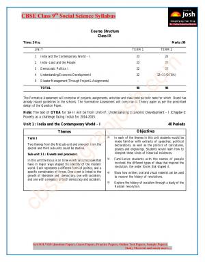 CBSE Class 9th Social Science Syllabus 2015`