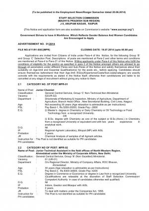 SSC Madhya Pradesh Advertisement 2014