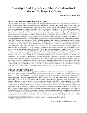 IJF-Jan11-Article3-Stock Split And Rights Issue Effect On Indian Stock Market : An Empirical Study