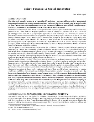 IJF-Feb11-Article7-Micro Finance : A Social Innovator