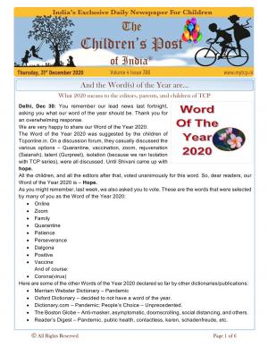 The last edition of the year - 31st December 2020 