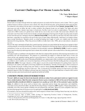 IJF-March11-Article6-Current Challenges For Home Loans In India