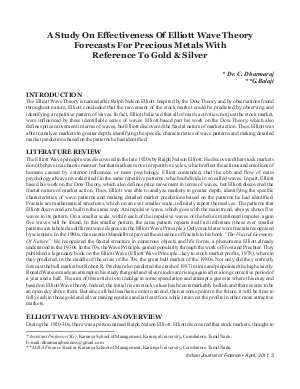 IJF-April11-Article1-A Study On Effectiveness Of Elliott Wave Theory Forecasts For Precious Metals With Reference To Gold & Silver