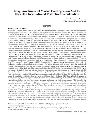 IJF-April11-Article3-Long Run Financial Market Cointegration And Its Effect On International Portfolio Diversification