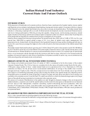 IJF-April11-Article4-Indian Mutual Fund Industry : Current State And Future Outlook
