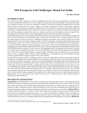 IJF-April11-Article5-FDI Prospects And Challenges Ahead For India