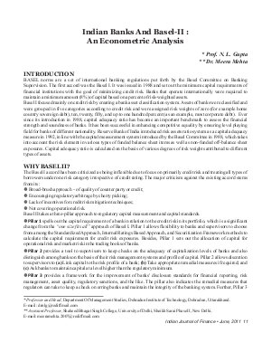 IJF-June11-Article2-Indian Banks And Base I-II : An Econometric Analysis