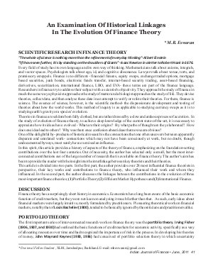 IJF-June11-Article6-An Examination Of Historical Linkages In The Evolution Of Finance Theory