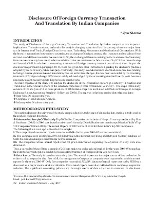 IJF-July11-Article4-Disclosure Of Foreign Currency Transaction And Translation By Indian Companies