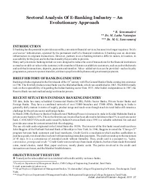 IJF-Aug11-Article5-Sectoral Analysis of e-Banking Industry â€“ An Evolutionary Approach