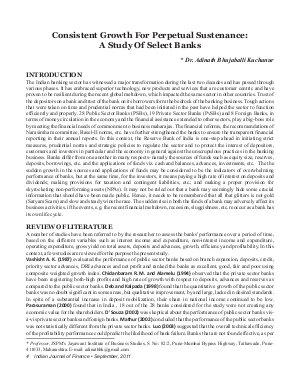 IJF-Sep11-Article1-Consistent Growth For Perpetual Sustenance: A Study of Select Banks