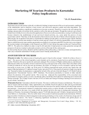 IJM-Nov11-Article5-Marketing Of Tourism Products In Karnataka: Policy Implications