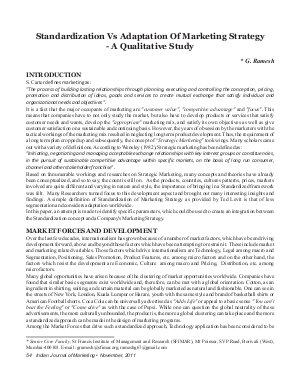 IJM-Nov11-Article7-Standardization Vs Adaptation Of Marketing Strategy - A Qualitative Study