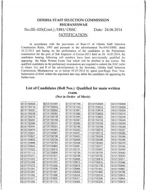 Odisha Staff Selection Commission Declared Preliminary Result for Sub Inspector of Excise Post 2013