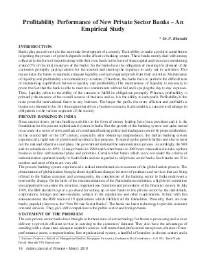 IJF-March10-Article2-Profitability Performance of New Private Sector Banks - An Empirical Study