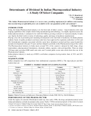 IJF-March10-Article5-Determinants of Dividend In Indian Pharmaceutical Industry - A Study of Select Companies