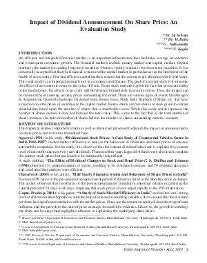 IJF-April10-Article1-Impact of Dividend Announcement On Share Price: An Evaluation Study