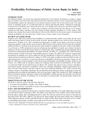 IJF-April10-Article2-Profitability Performance Of Public Sector Banks In India
