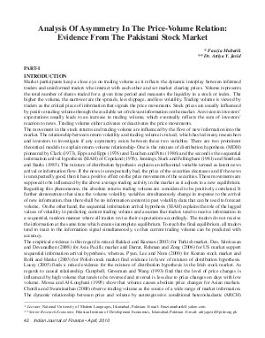 IJF-April10-Article4-Analysis of Asymmetery In The Price-Volume Relation: Evidence From The Pakistani Stock Market