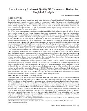 IJF-April10-Article5-Loan Recovery and Asset Quality of Commercial Banks : An Empirical Analysis
