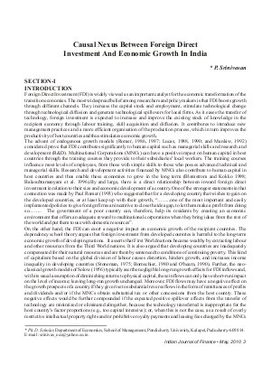 IJF-May10-Article1-Causal Nexus Between Foreign Direct Investment And Economic Growth In India