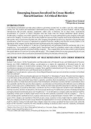 IJF-June10-Article1-Emerging Issues Involved In Cross-Border Securitization - A Critical Review