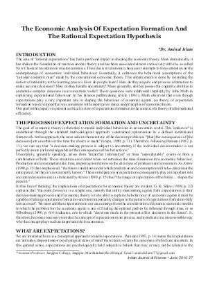 IJF-June10-Article4-The Economic Analysis of Expectation Formation And The Rational Expectation Hypothesis