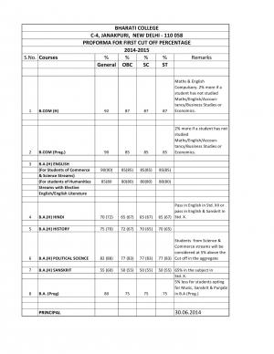 Bharati College - First Cut-off