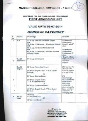 Maitreyi College First Cut off