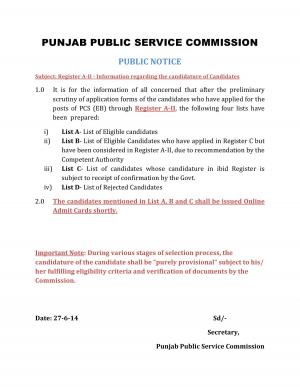 Punjab Public Service Commission Releases List of Eligible Candidates for PCS (EB) For Notification