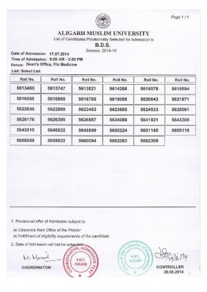 Aligarh Muslim University BDS