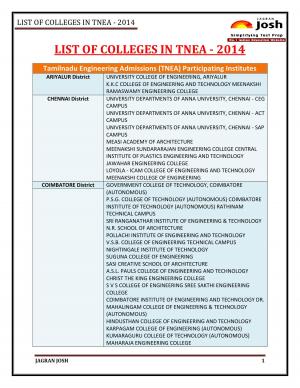 List of Colleges in TNEA