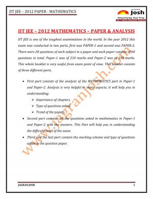 IITJEE 2012 _ Mathematics