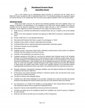 Jharkhand Gramin Bank Issued Interview Schedule for Office Assistant Post