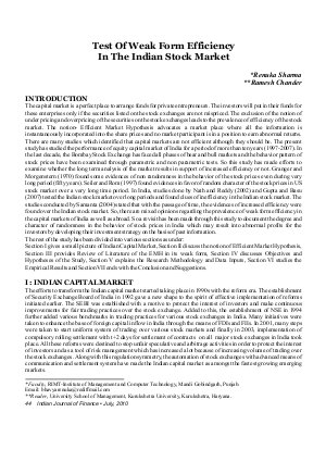 IJF-July10-Article7-Test of Weak Form Efficiency In The Indian Stock Market