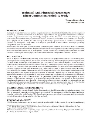 IJF-Aug10-Article3-Technical And Financial Parameters Effect Concession Period: A Study