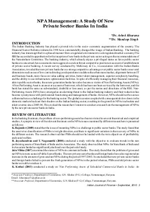 IJF-Sep10-Article1-NPA Management : A Study of New Private Sector Banks In India