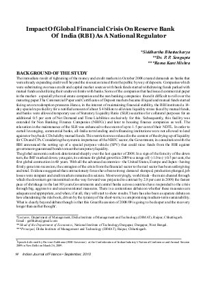 IJF-Sep10-Article2-Impact of Global Financial Crisis On Reserve Bank of India(RBI) As A National Regulator