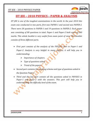 IITJEE 2010 PAPER - Physics