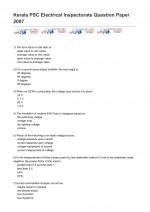 Kerala PSC Electrical Inspectorate Question Paper 2007