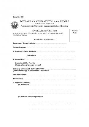 Devi Ahilya Vishwavidyalaya Notified Admmission to M.Sc programme 2014-15