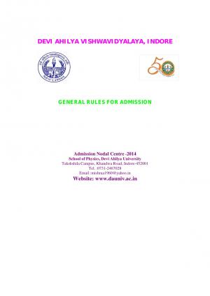 Devi Ahilya Vishwavidyalaya Notified Admmission to M.Sc programme 2014-15 (1)