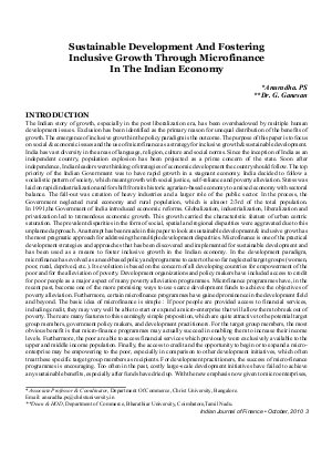 IJF-Oct10-Article1-Sustainable Development And Fostering Inclusive Growth Through Microfinance In The Indian Economy