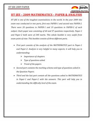 IITJEE 2009 Mathematics