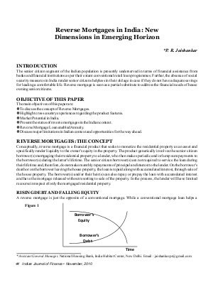 IJF-Nov10-Article5-Reverse Mortgages In India : New Dimensions In Emerging Horizons